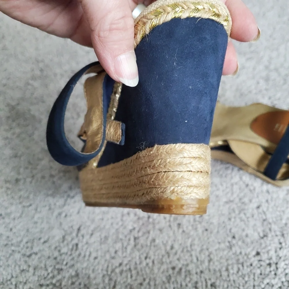 Minelli Navy Espadrille Wedge Sandals Made In Spain